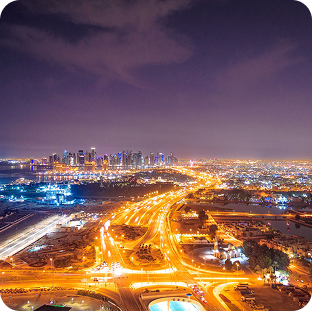 Doha Night Highway Illumination