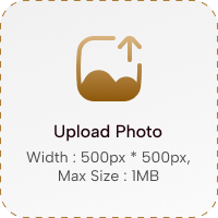 Upload Photo: Width 500px * 500px, Max Size 1MB